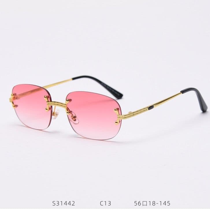 image-Cross-border European and American square sunglasses trimmed rimless tide big frame sunglasses ladies sunscreen street fashion catwalk sunglasses