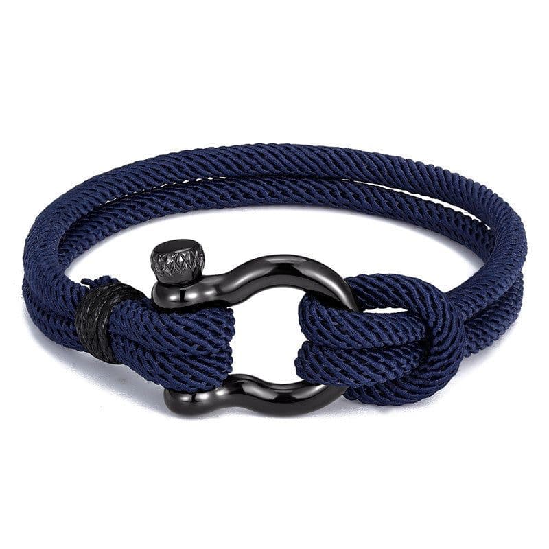 image-AliExpress foreign trade European and American Bracelet Men's Braided Titanium Steel Bracelet Horseshoe Buckle Stainless Steel Jewelry Bracelet