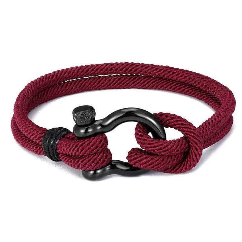 image-AliExpress foreign trade European and American Bracelet Men's Braided Titanium Steel Bracelet Horseshoe Buckle Stainless Steel Jewelry Bracelet
