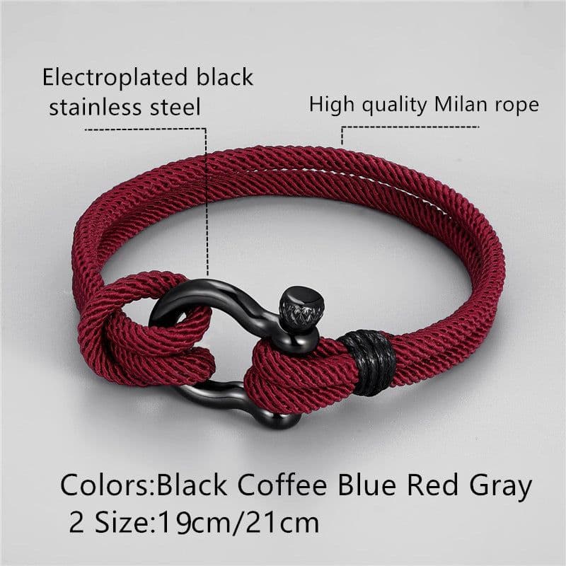 image-AliExpress foreign trade European and American Bracelet Men's Braided Titanium Steel Bracelet Horseshoe Buckle Stainless Steel Jewelry Bracelet
