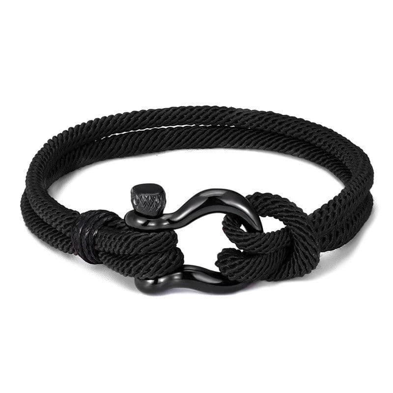 image-AliExpress foreign trade European and American Bracelet Men's Braided Titanium Steel Bracelet Horseshoe Buckle Stainless Steel Jewelry Bracelet