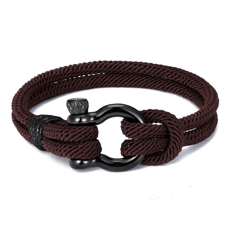 image-AliExpress foreign trade European and American Bracelet Men's Braided Titanium Steel Bracelet Horseshoe Buckle Stainless Steel Jewelry Bracelet