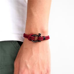 image-AliExpress foreign trade European and American Bracelet Men's Braided Titanium Steel Bracelet Horseshoe Buckle Stainless Steel Jewelry Bracelet