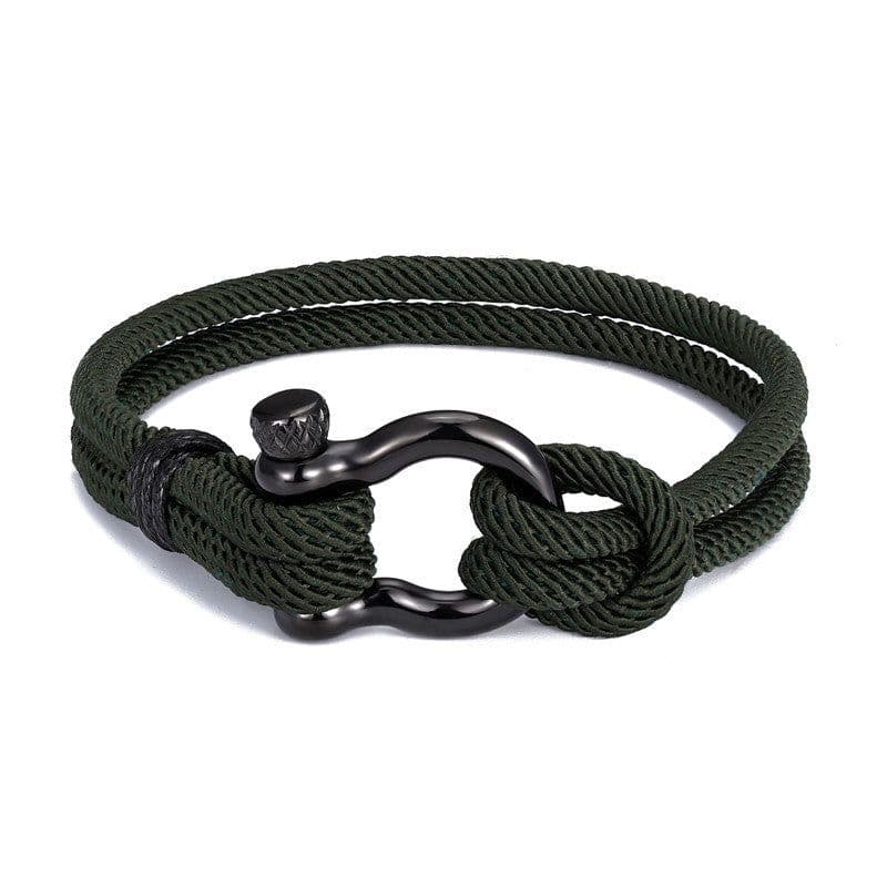 image-AliExpress foreign trade European and American Bracelet Men's Braided Titanium Steel Bracelet Horseshoe Buckle Stainless Steel Jewelry Bracelet