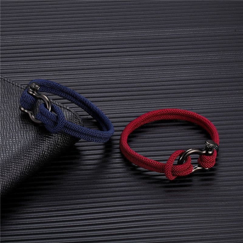 image-AliExpress foreign trade European and American Bracelet Men's Braided Titanium Steel Bracelet Horseshoe Buckle Stainless Steel Jewelry Bracelet