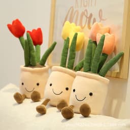 image-Cute simulation small flower doll decoration living room tulip bouquet plush toy doll doll succulent potted plant
