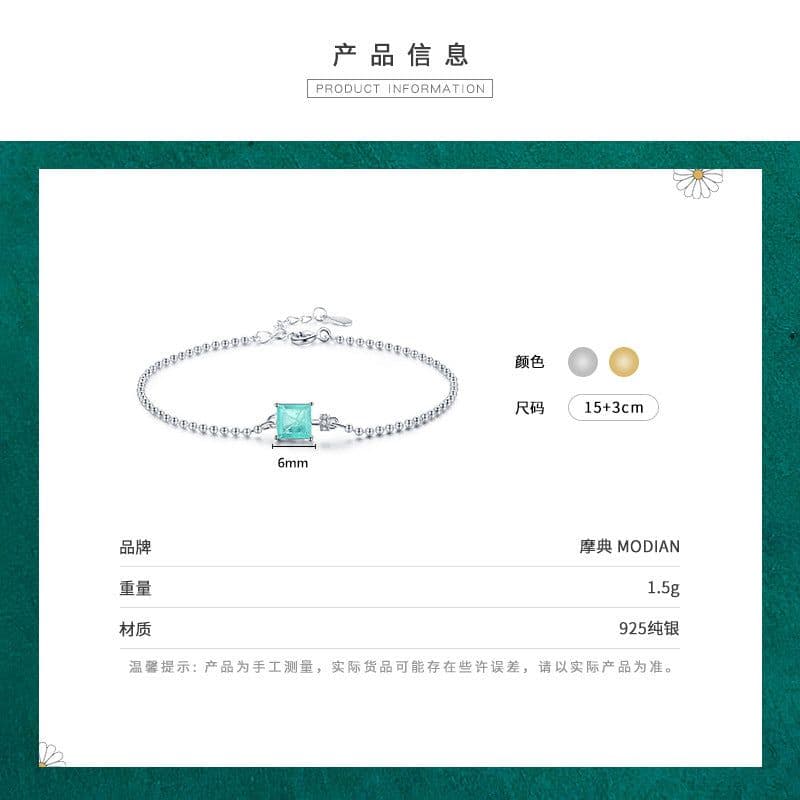 image-s925 sterling silver light luxury imitation Paraiba tourmaline bead bracelet for women European and American ins fashion versatile hand jewelry wholesale