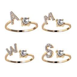image-2021 cross-border explosive 26 letter ring set European and American English zircon ring open ring rings ladies