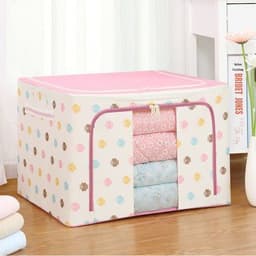 image-Wholesale transparent storage box Oxford cloth steel frame storage box washed quilt clothes large foldable storage box