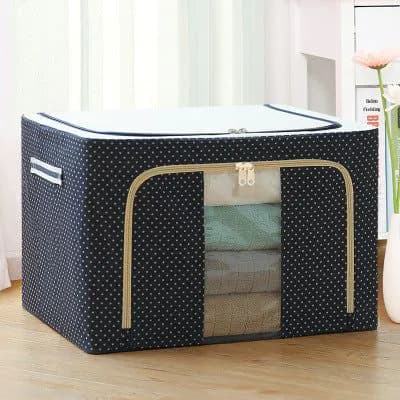 image-Wholesale transparent storage box Oxford cloth steel frame storage box washed quilt clothes large foldable storage box