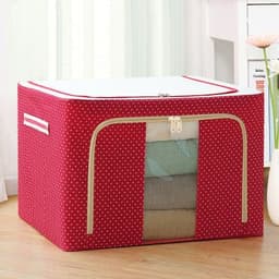 image-Wholesale transparent storage box Oxford cloth steel frame storage box washed quilt clothes large foldable storage box