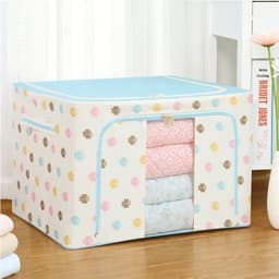 image-Wholesale transparent storage box Oxford cloth steel frame storage box washed quilt clothes large foldable storage box
