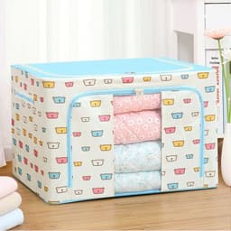 image-Wholesale transparent storage box Oxford cloth steel frame storage box washed quilt clothes large foldable storage box