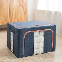 image-Wholesale transparent storage box Oxford cloth steel frame storage box washed quilt clothes large foldable storage box