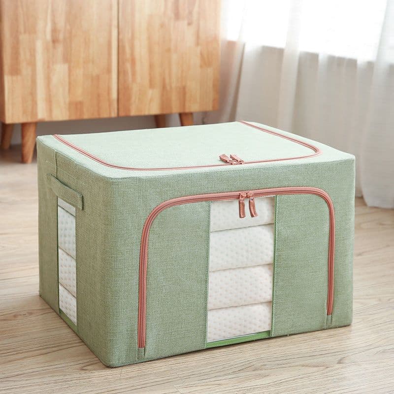 image-Wholesale transparent storage box Oxford cloth steel frame storage box washed quilt clothes large foldable storage box