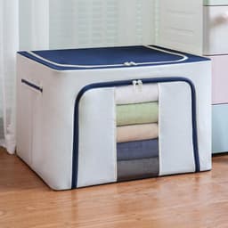 image-Wholesale transparent storage box Oxford cloth steel frame storage box washed quilt clothes large foldable storage box