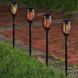 image-Cross-border 12/33/51/96LED Solar Flame Light Outdoor Lawn Landscape Light Courtyard Garden Torch Light