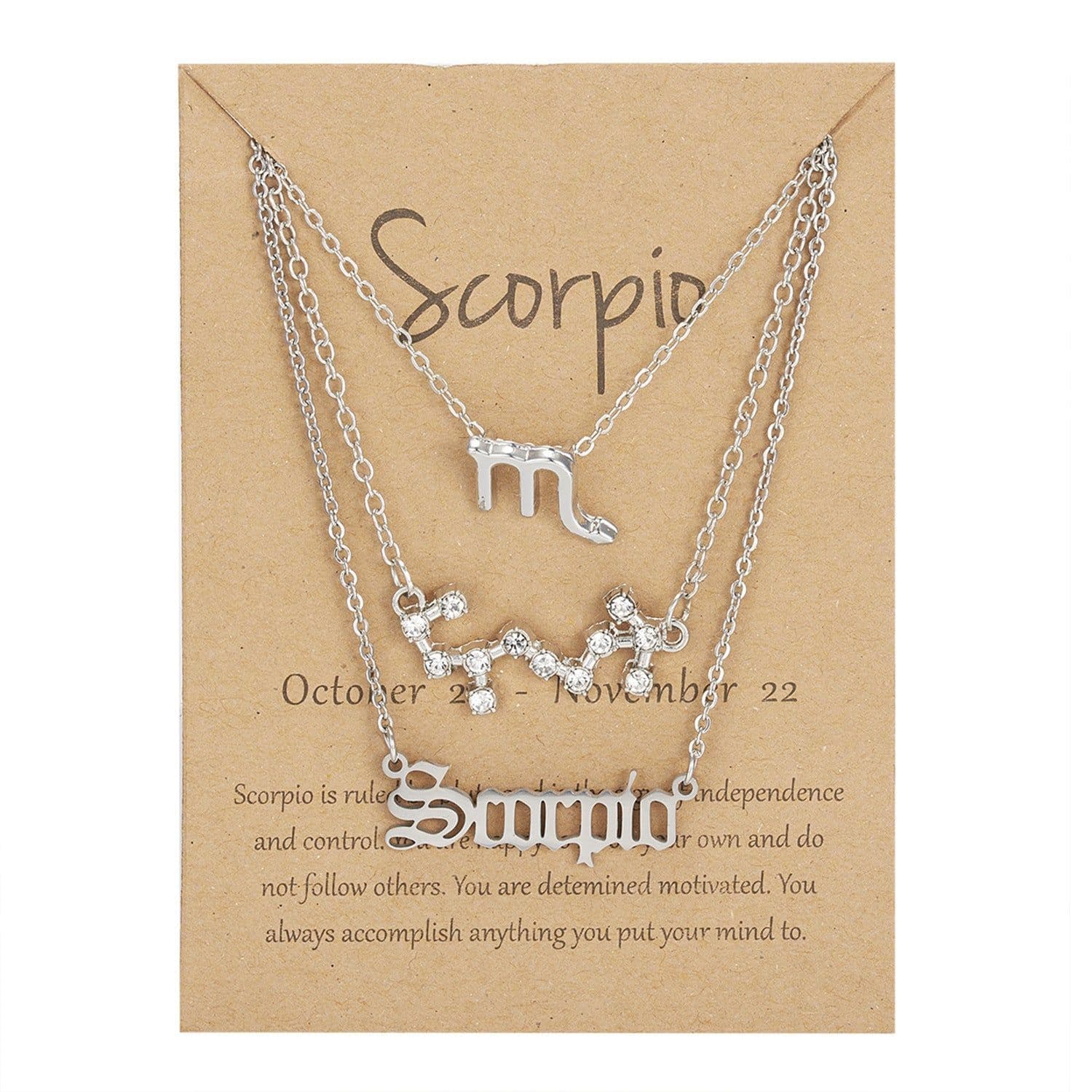 image-Cross-border hot sale 3-piece symbol starry sky ancient English alphabet twelve constellation necklace three-piece set wholesale