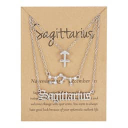 image-Cross-border hot sale 3-piece symbol starry sky ancient English alphabet twelve constellation necklace three-piece set wholesale