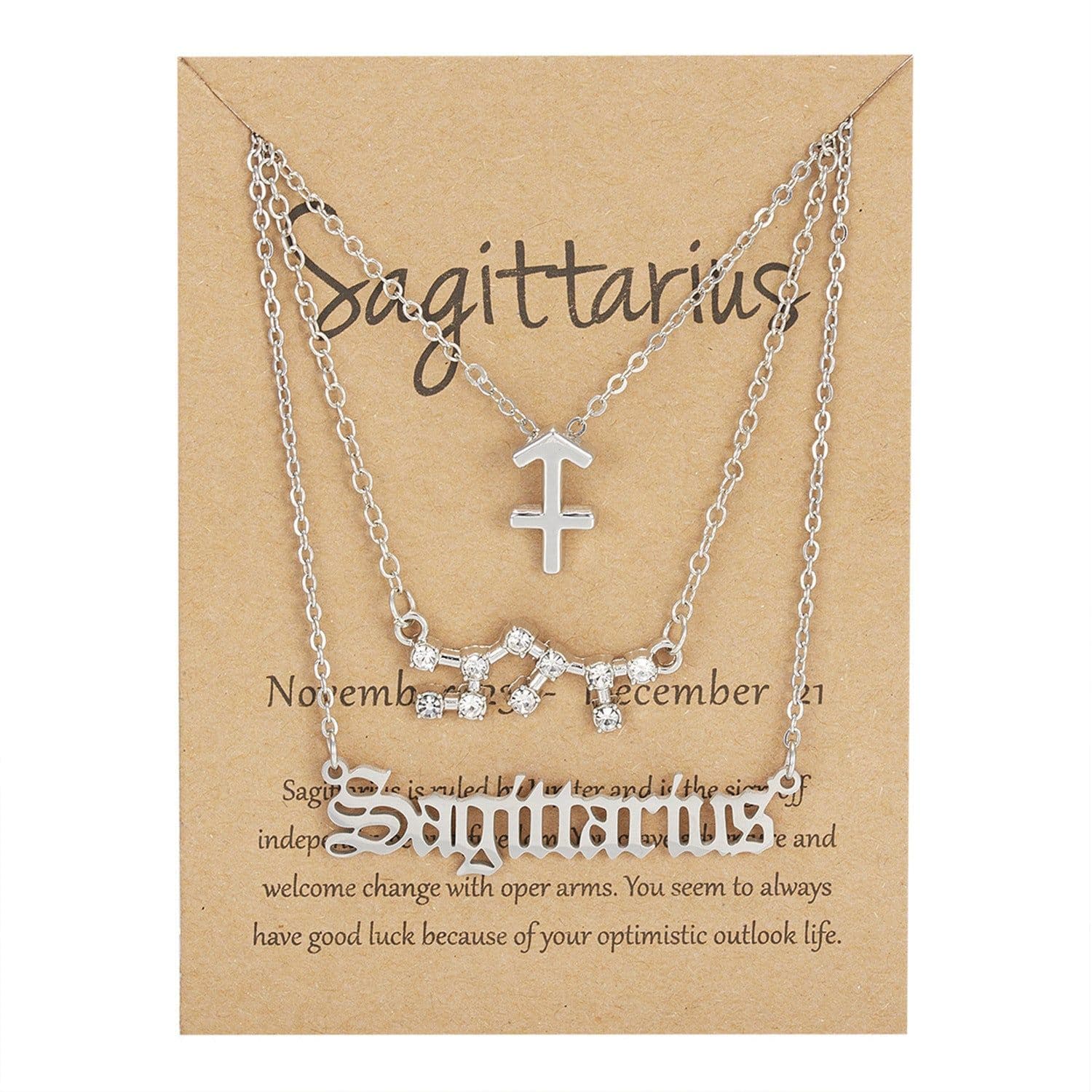 image-Cross-border hot sale 3-piece symbol starry sky ancient English alphabet twelve constellation necklace three-piece set wholesale