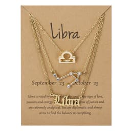 image-Cross-border hot sale 3-piece symbol starry sky ancient English alphabet twelve constellation necklace three-piece set wholesale