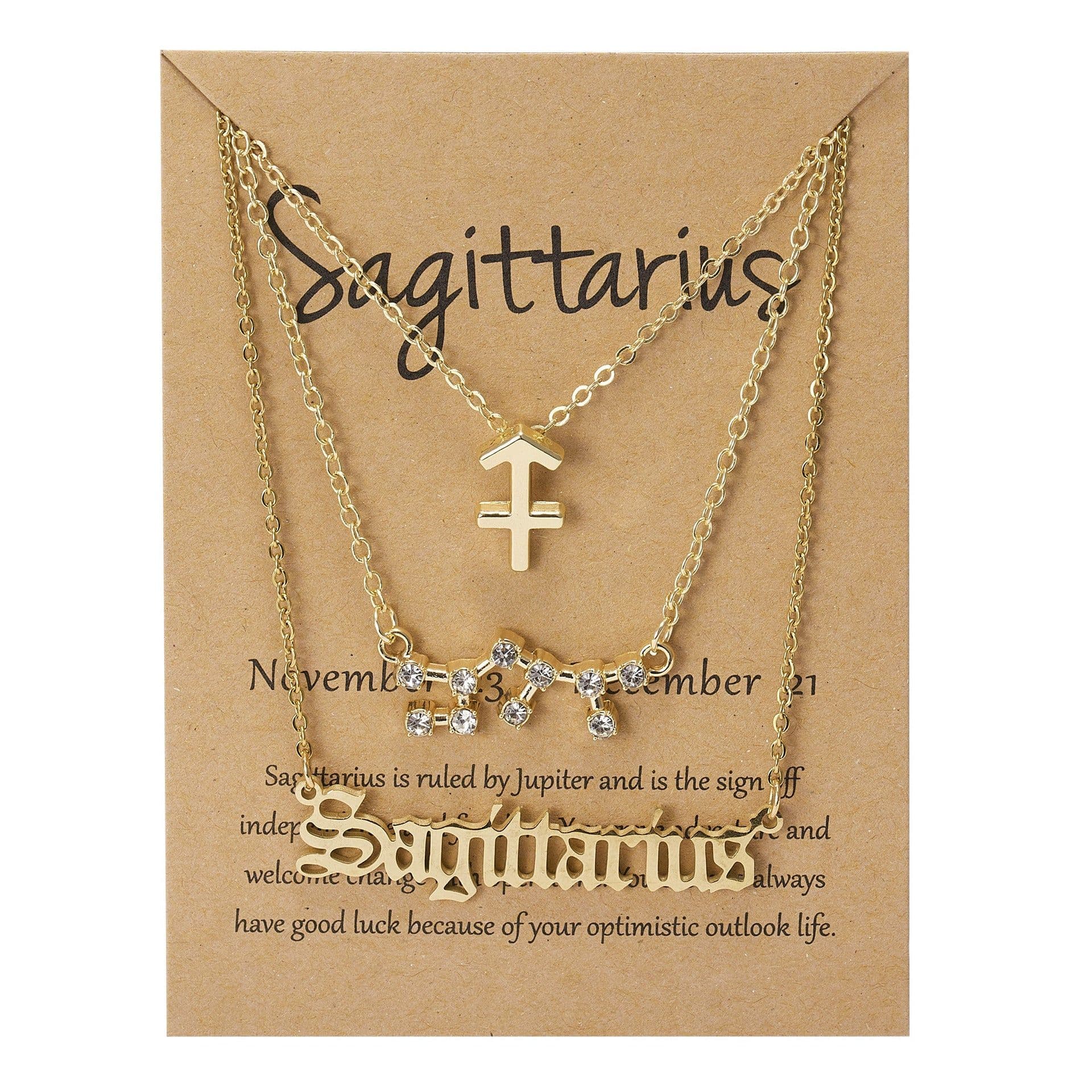 image-Cross-border hot sale 3-piece symbol starry sky ancient English alphabet twelve constellation necklace three-piece set wholesale