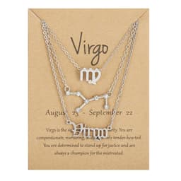 image-Cross-border hot sale 3-piece symbol starry sky ancient English alphabet twelve constellation necklace three-piece set wholesale