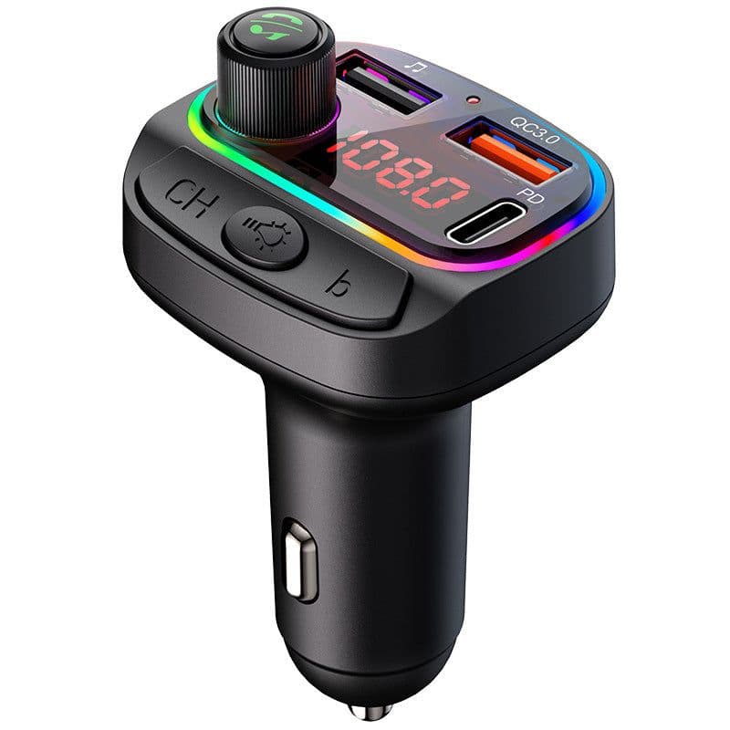 image-Car mp3 bluetooth player C14/C15 ambient light effect PD/QC3.0 fast charge bluetooth hands-free fm transmitter