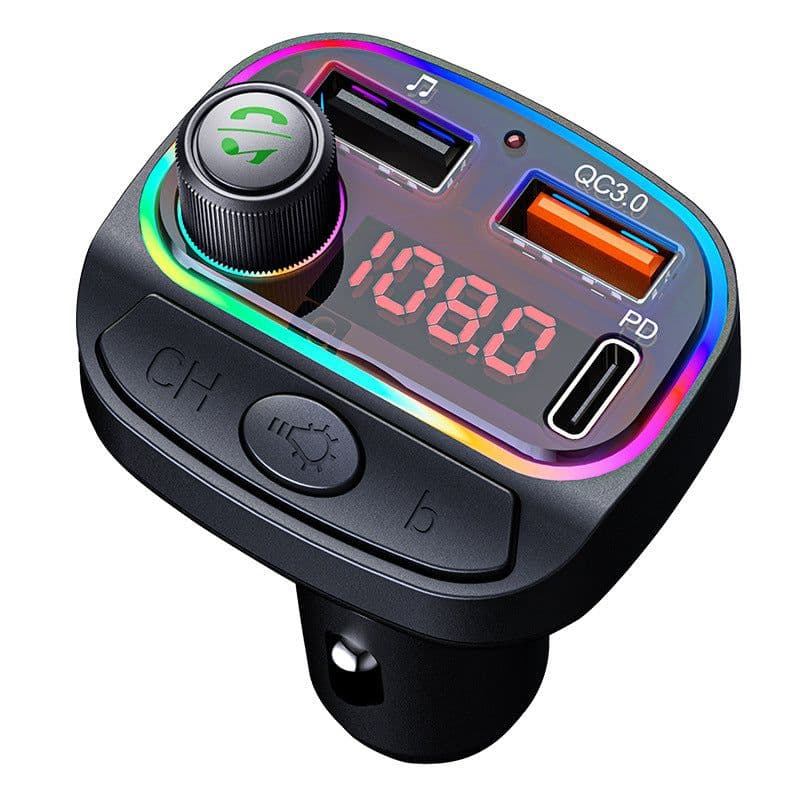 image-Car mp3 bluetooth player C14/C15 ambient light effect PD/QC3.0 fast charge bluetooth hands-free fm transmitter