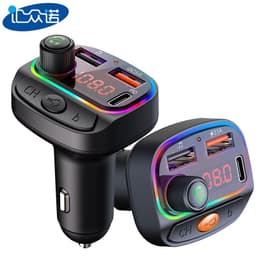 image-Car mp3 bluetooth player C14/C15 ambient light effect PD/QC3.0 fast charge bluetooth hands-free fm transmitter