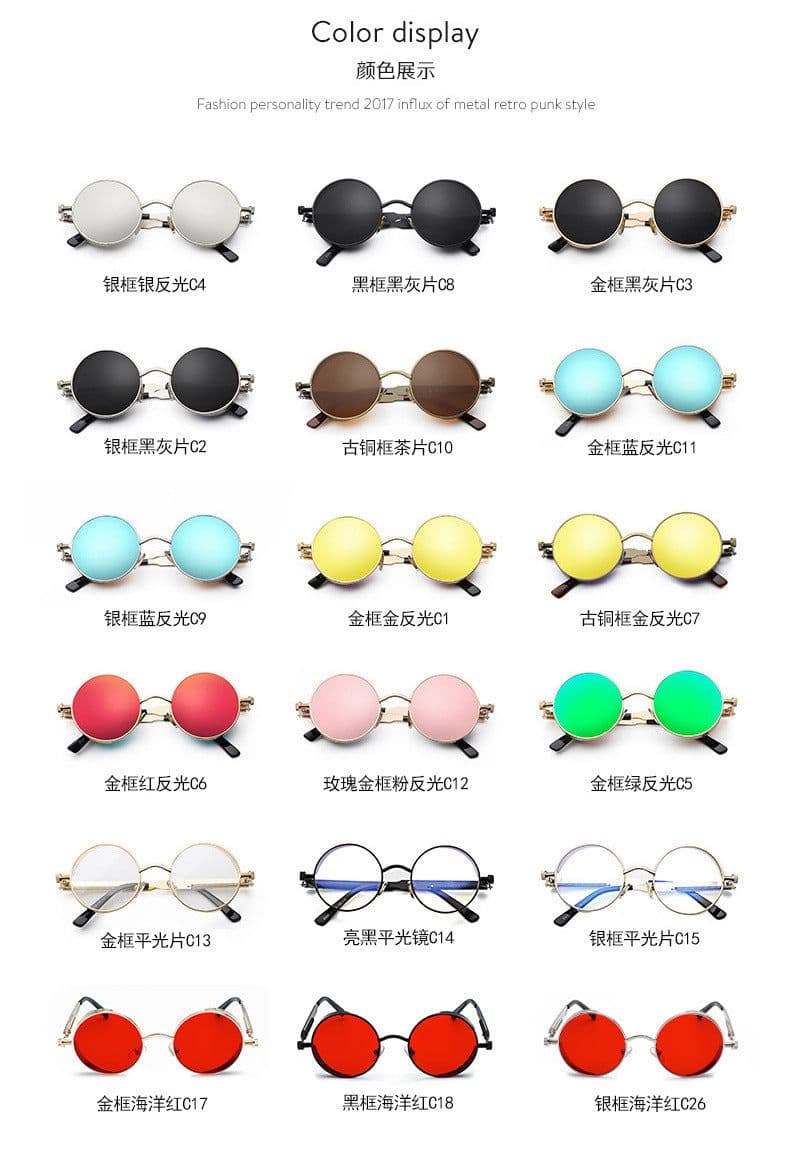image-Retro punk sunglasses European and American round personality reflective glasses sunglasses men and women 886 glasses