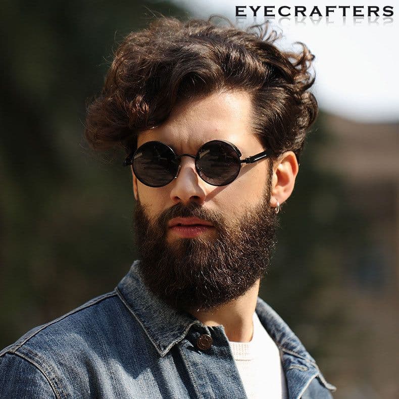 image-Retro punk sunglasses European and American round personality reflective glasses sunglasses men and women 886 glasses