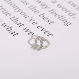 image-S925 silver ring Korean version of small fresh and wild temperament diamond leaf open ring art olive branch ring