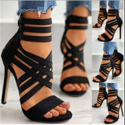 image-European and American foreign trade new high-heel hollow sandals 2020 summer fashion suede stiletto sandals fashion all-match sandals