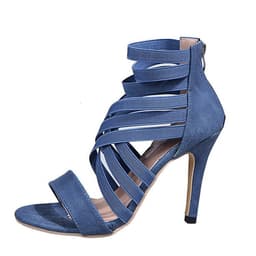 image-European and American foreign trade new high-heel hollow sandals 2020 summer fashion suede stiletto sandals fashion all-match sandals