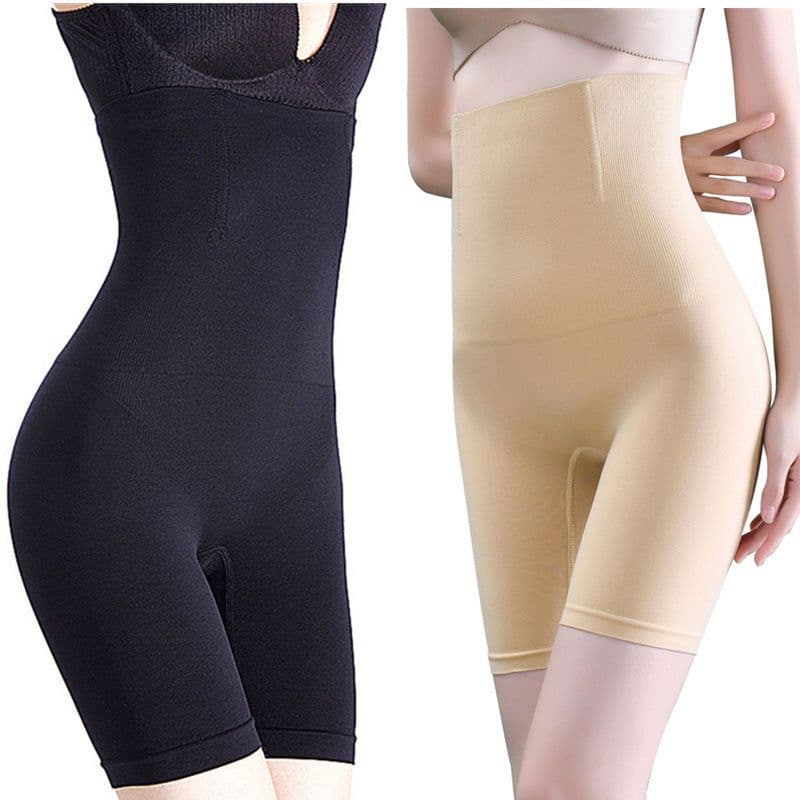 image-Large size high-waist belly panties women postpartum arm lift waist seamless boxer body shaping pants safety pants leggings ladies