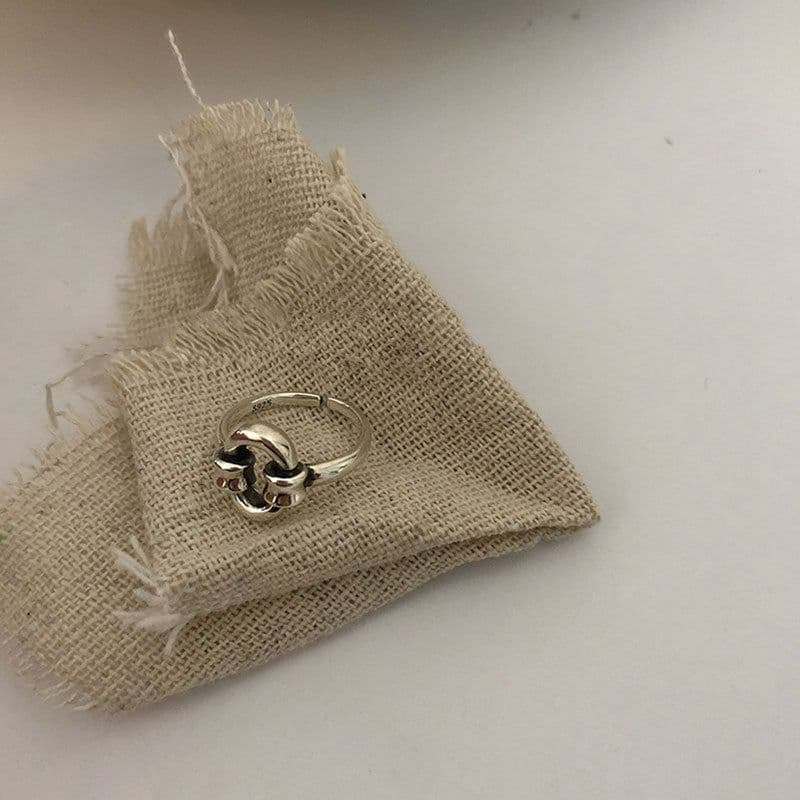image-925 sterling silver custom Korean heart-shaped love peach heart dollar smiley face ring ring female index finger tail ring fashion trend