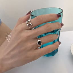 image-925 sterling silver custom Korean heart-shaped love peach heart dollar smiley face ring ring female index finger tail ring fashion trend