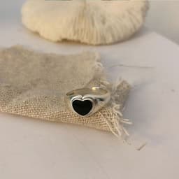image-925 sterling silver custom Korean heart-shaped love peach heart dollar smiley face ring ring female index finger tail ring fashion trend