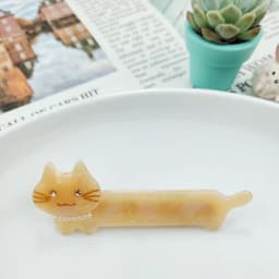 image-PAWSOME PETS NEW YORK Hand-painted Cat with Pearl Necklace Hair Clip all colors | Eco-Friendly