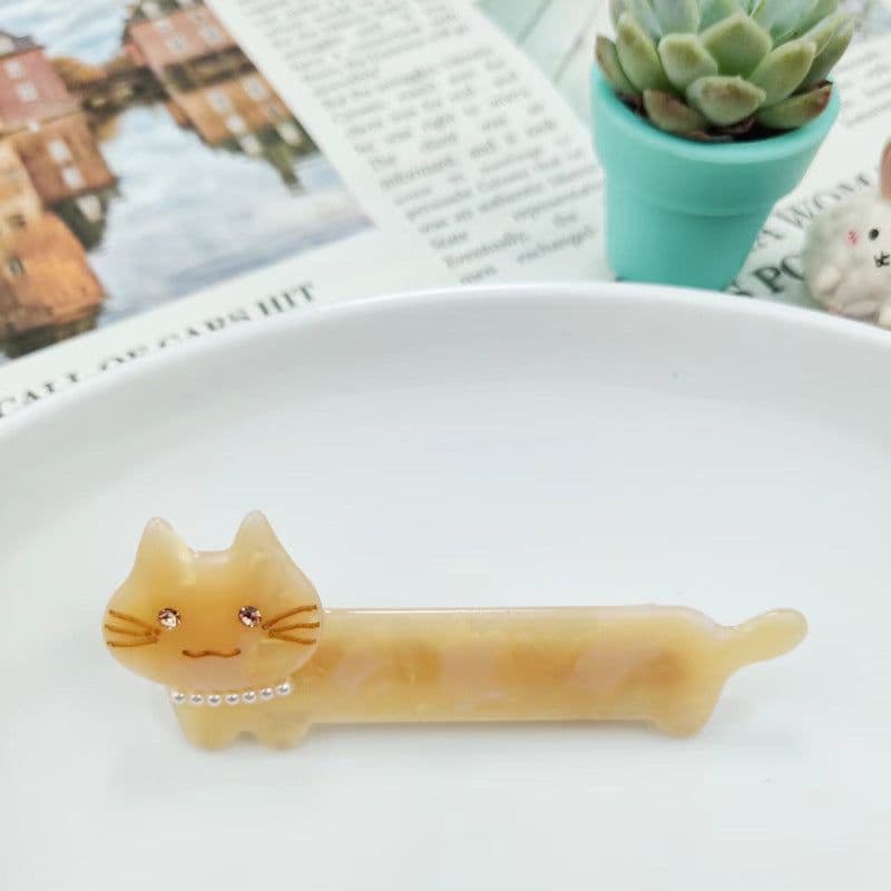 image-PAWSOME PETS NEW YORK Hand-painted Cat with Pearl Necklace Hair Clip all colors | Eco-Friendly