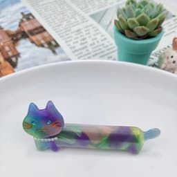 image-PAWSOME PETS NEW YORK Hand-painted Cat with Pearl Necklace Hair Clip all colors | Eco-Friendly