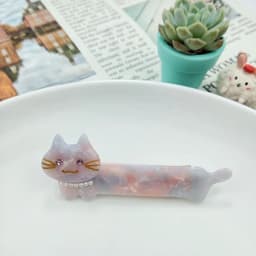 image-PAWSOME PETS NEW YORK Hand-painted Cat with Pearl Necklace Hair Clip all colors | Eco-Friendly