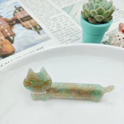 image-PAWSOME PETS NEW YORK Hand-painted Cat with Pearl Necklace Hair Clip all colors | Eco-Friendly