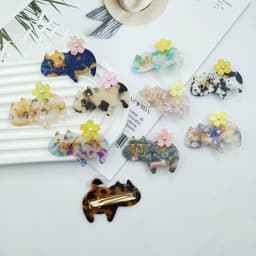 image-PAWSOME PETS NEW YORK Hand-painted Floral Cat Hair Clip all colors | Eco-Friendly