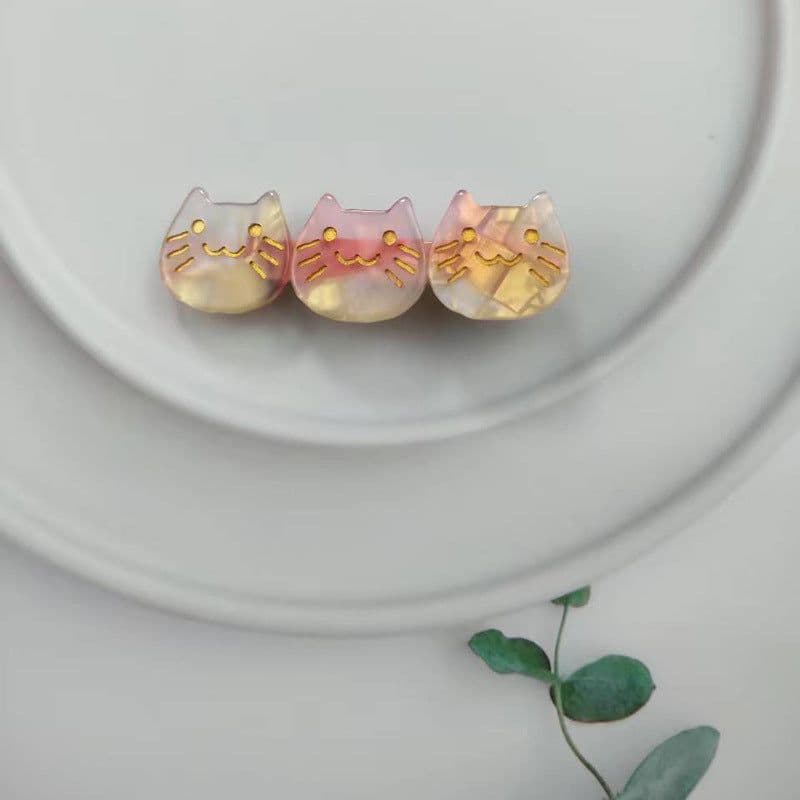 image-PAWSOME PETS NEW YORK Hand-painted Three Cats Together Hair Clip all colors | Eco-Friendly