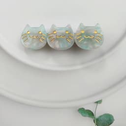 image-PAWSOME PETS NEW YORK Hand-painted Three Cats Together Hair Clip all colors | Eco-Friendly