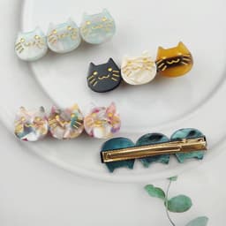 image-PAWSOME PETS NEW YORK Hand-painted Three Cats Together Hair Clip all colors | Eco-Friendly