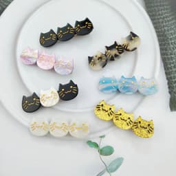 image-PAWSOME PETS NEW YORK Hand-painted Three Cats Together Hair Clip all colors | Eco-Friendly