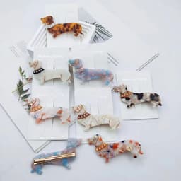 image-PAWSOME PETS NEW YORK Hand-painted Sausage Dog Hair Clip all colors | Eco-Friendly
